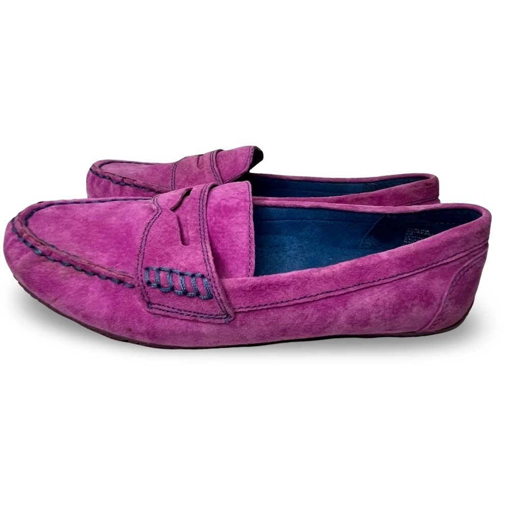 Cynthia Rowley Fuschia Leather Suede Loafers Size 8 - Picture 5 of 8